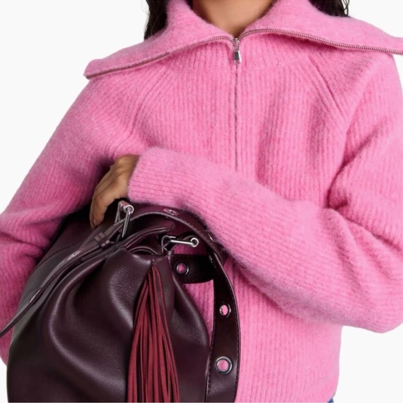 Maje Myzip Pink Wool Cardigan Size XS - Picture 2 of 7